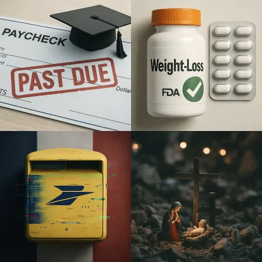 Hawk’s Midweek Brief: Student loan garnishments loom, FDA okays weight‑loss pill, French post hit by cyberattack, and Gaza’s Christians mark a wartime Christmas
