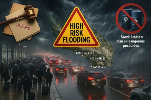 Hawk’s Christmas Day Brief: West Coast storms snarl travel, NOAA flags rare “high risk” flooding; DOJ finds 1M+ new Epstein files; Saudi drafts tough pesticide penalties
