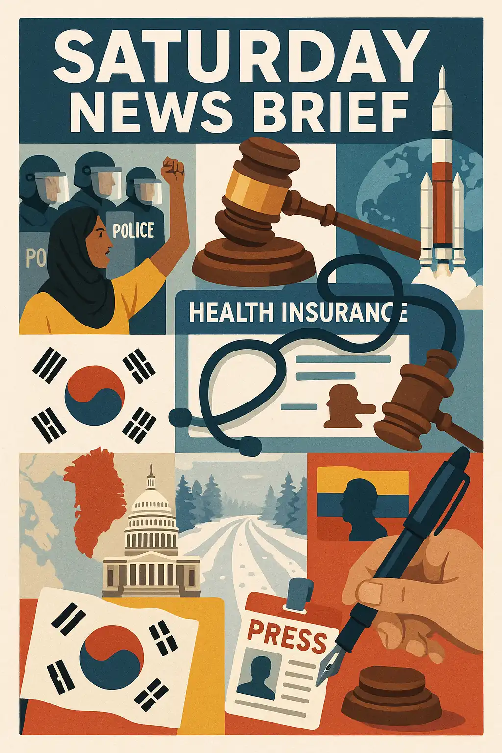 Hawk’s Saturday Brief: Iran’s crackdown deepens; Minneapolis protest ruling; ACA sign-ups slip; NASA gets funded; Seoul jails ex-president; Congress eyes Greenland