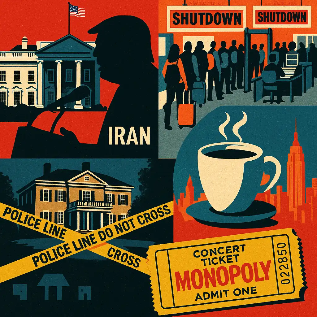 Hawk’s Tuesday Brief: Trump vows Iran war ‘over very soon’; TSA lines swell in shutdown; DOJ–Live Nation strike deal; Gracie Mansion IED suspects walk