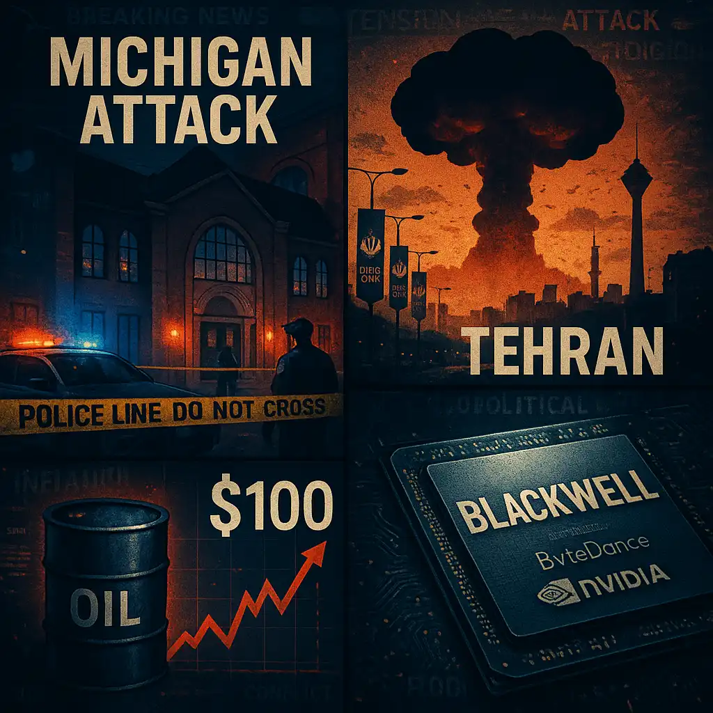 Hawk’s Friday Brief: Michigan synagogue attack probed as terror; Tehran blast jolts Quds Day; oil tops $100; ByteDance eyes Nvidia Blackwell