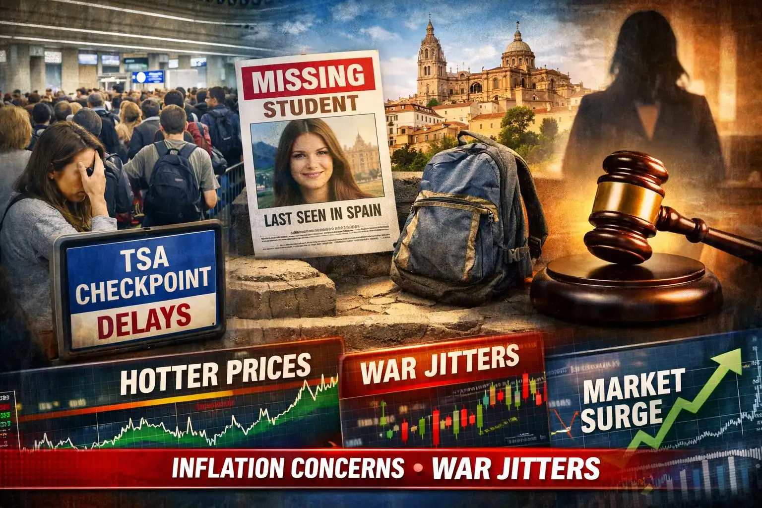 Hawk’s Thursday Brief: TSA sick calls raise travel worries; Alabama student missing in Spain; Richins verdict; hotter prices and war jitters