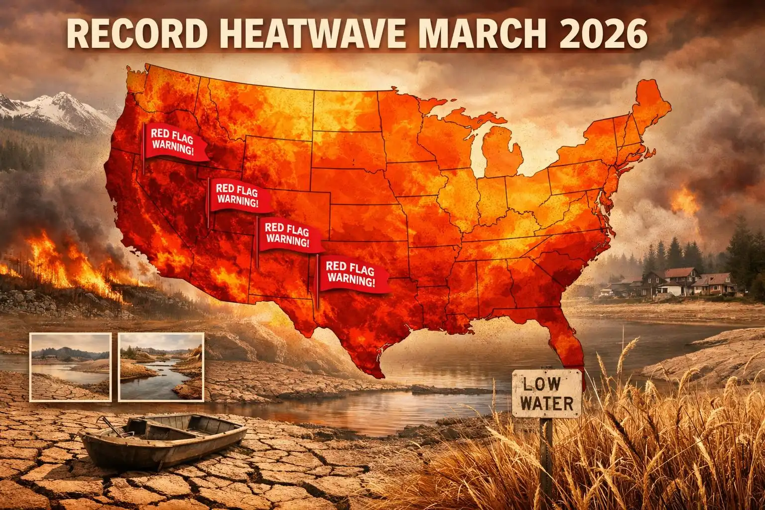 March 2026 Breaks Heat Records Across U.S., Bringing Early Wildfire Crisis and Drought Fears