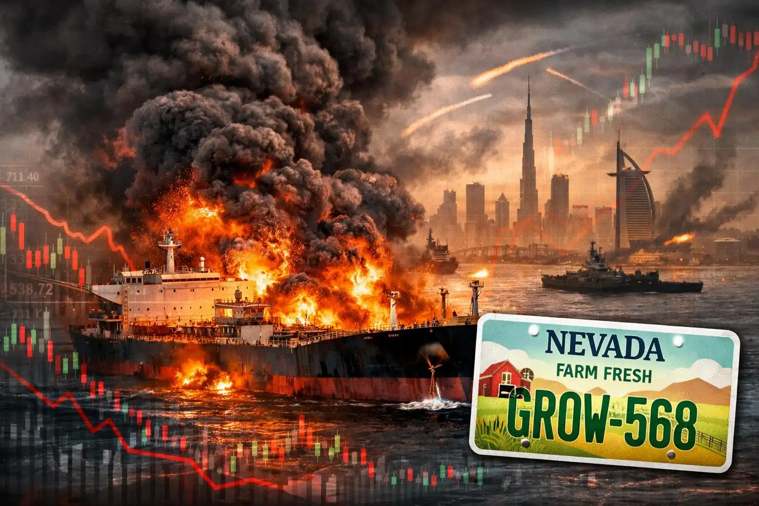 Hawk’s Wednesday Brief: Kuwaiti tanker ablaze after Iran strike, Trump’s new threat, markets on edge, U.S. journalist abducted, and a Nevada palate cleanser