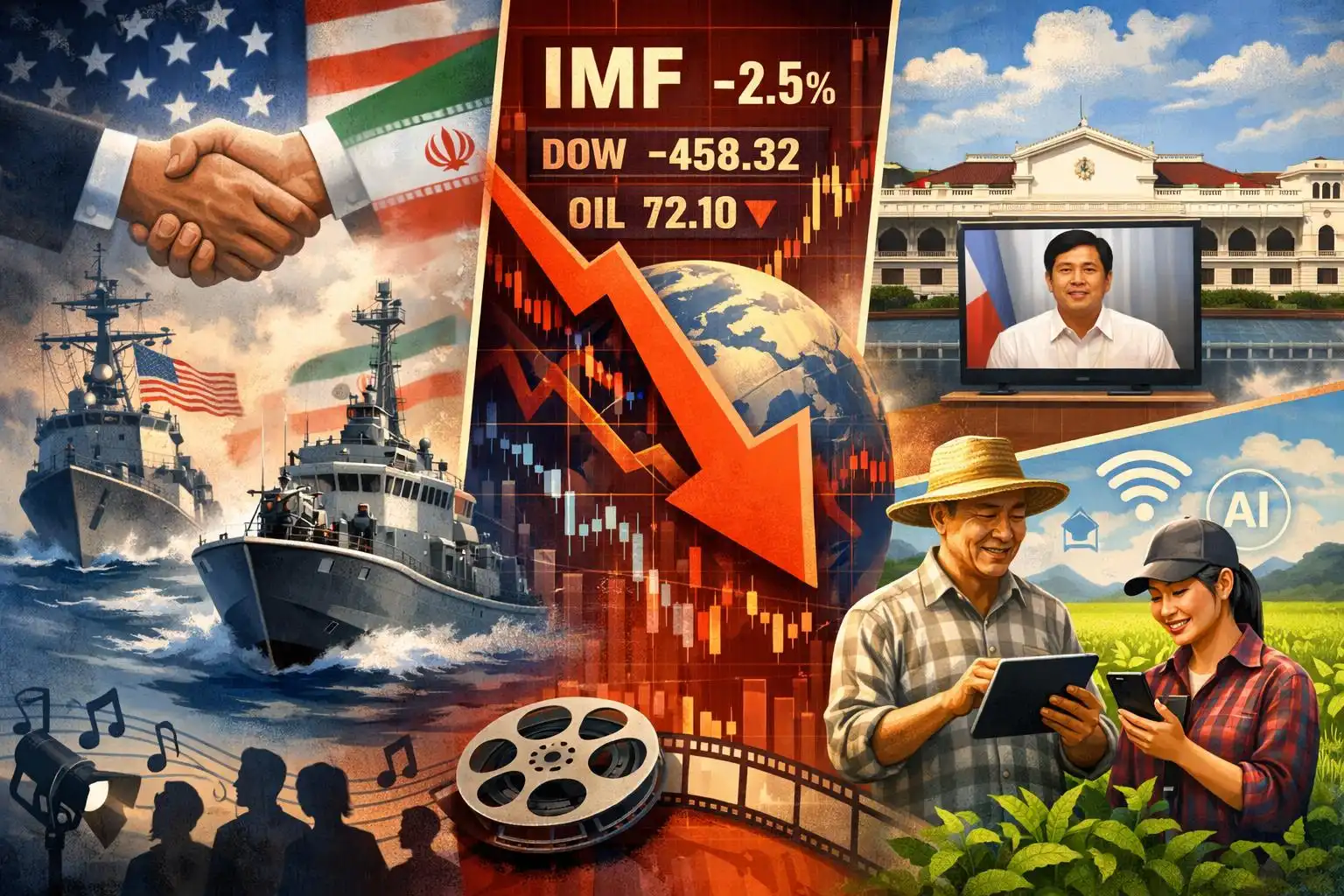 Hawk’s Wednesday Brief: Trump doubles down on Iran blockade threat as talks floated; IMF trims outlook; Manila quells health rumors; culture notes from Nightline