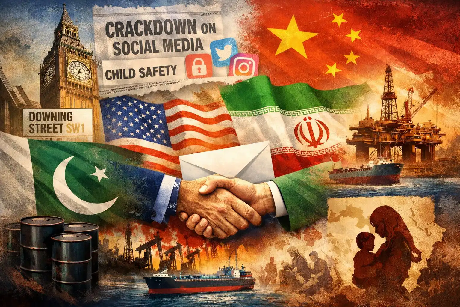 Hawk’s Thursday Brief: Pakistan channels U.S.–Iran talks as UK resists ‘Trump’s war’; Beijing fumes over blockade; oil windfall and online safety push