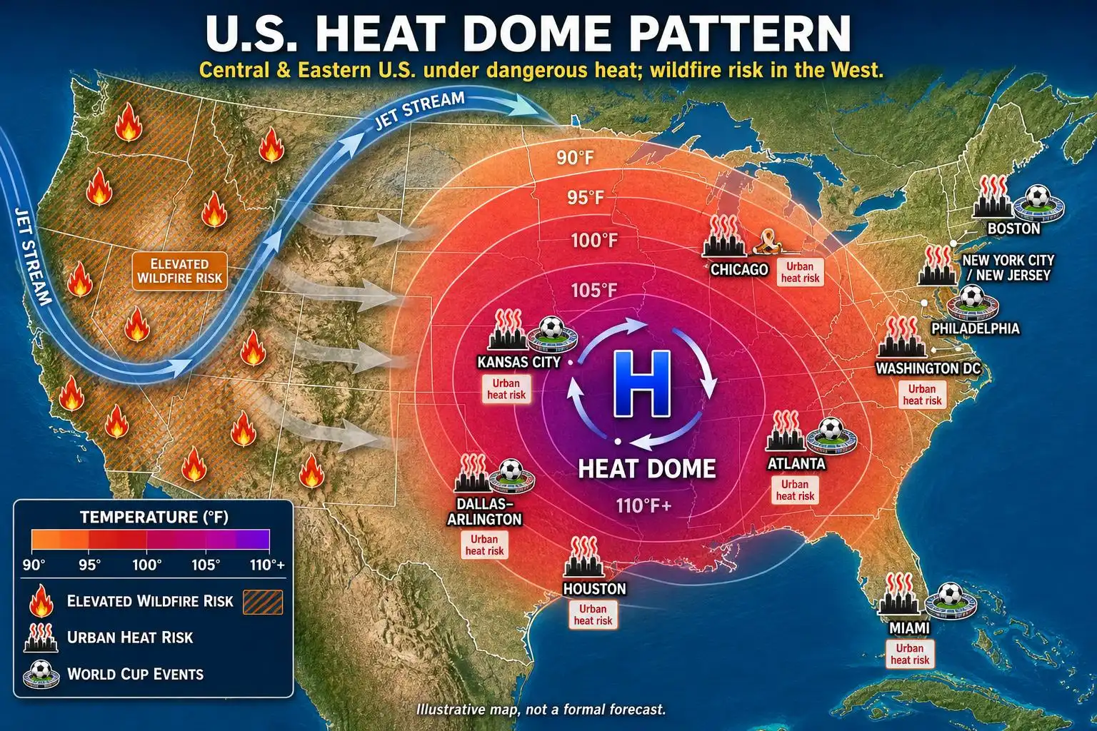 Holiday Heat Dome Puts July 4 Celebrations, World Cup Matches, and Public Health at Risk